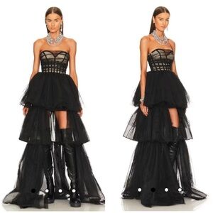 NBD Paula Gown in Black Tulle Maxi Dress Size XS